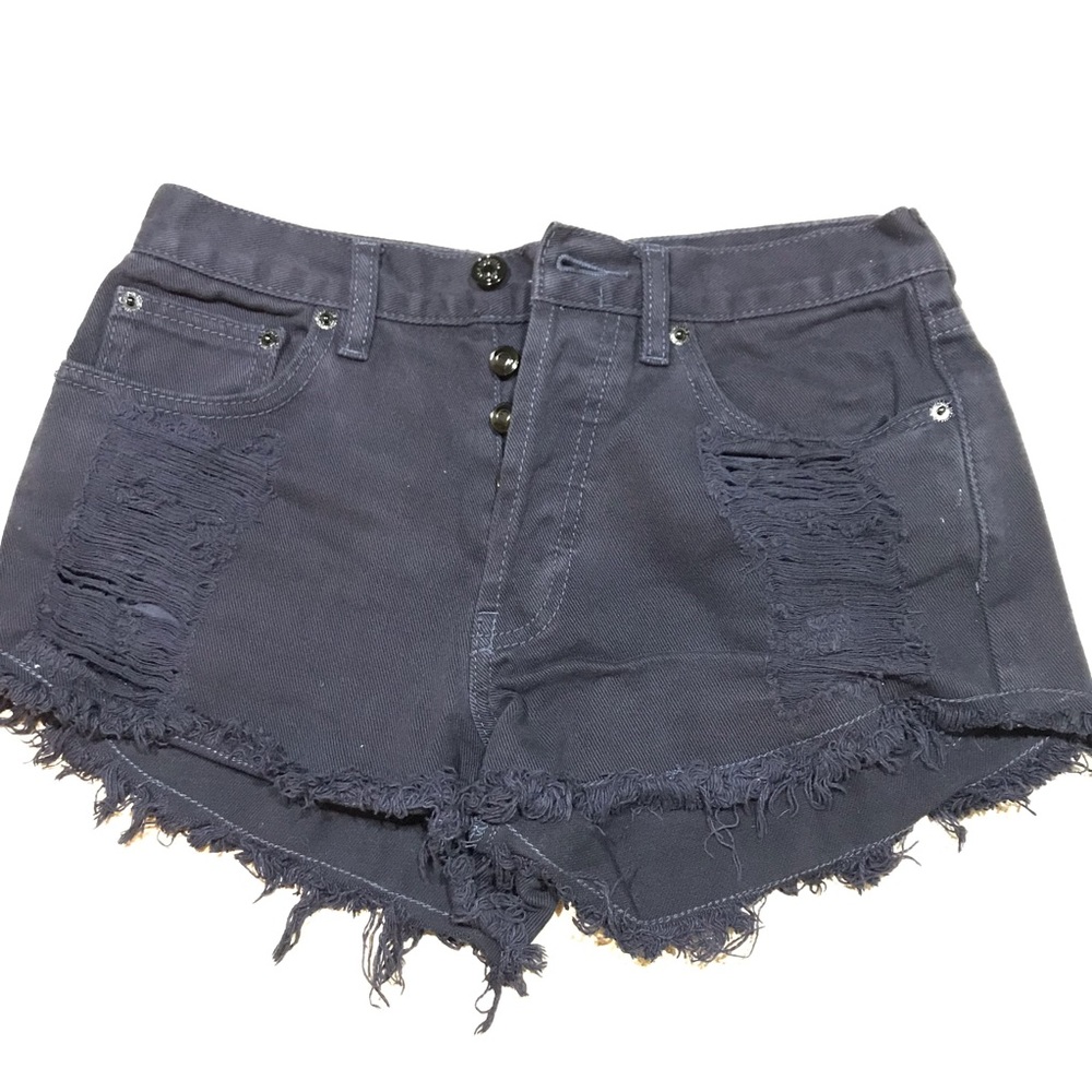 Brandy Melville black denim shorts frayed 27